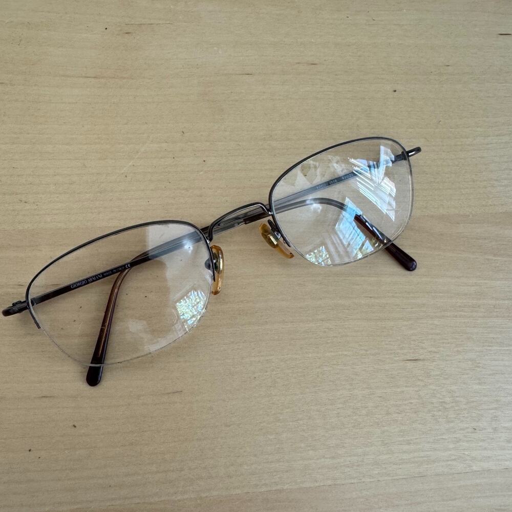Giorgio Armani 1002 Semi-Rimless Oval Eyeglass Frames Gunmetal 49-21-135